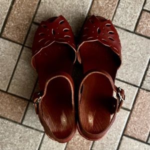 Swedish Hasbeen’s Cognac Wedge Sandles size 38